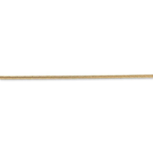 1.3mm 14k Yellow Gold Solid Round Snake Chain Necklace, 18 Inch - Picture 3 of 8